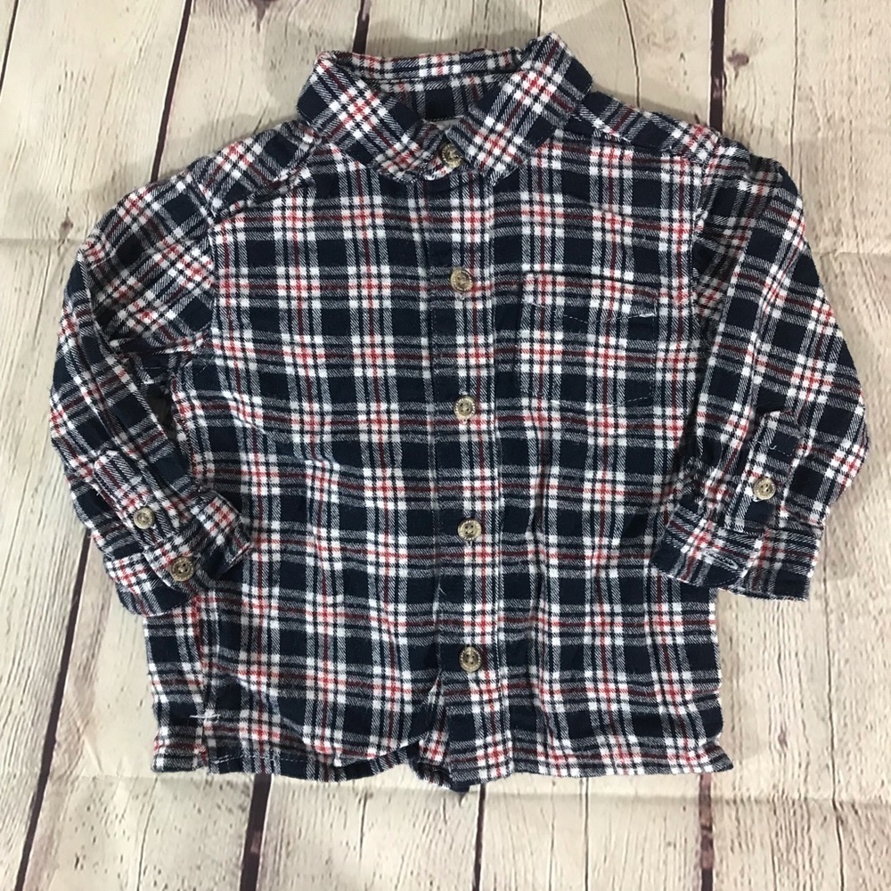 Wonder Kids Button Down Plaid Flannel Shirt